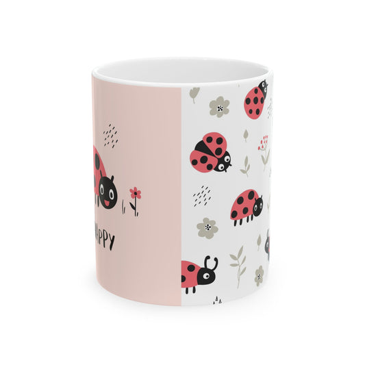 Mug with Ladybug Design - Ceramic Mug