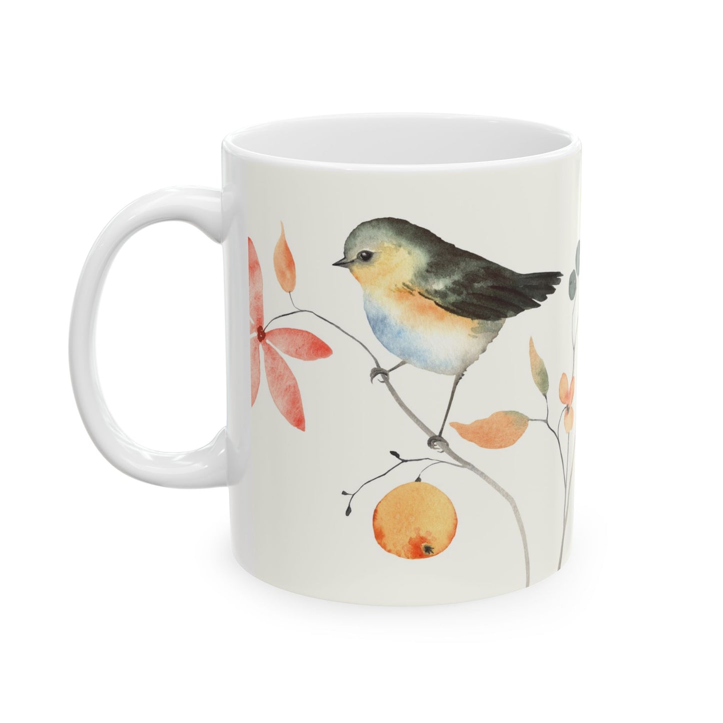 Mug with Birds on Branches Design