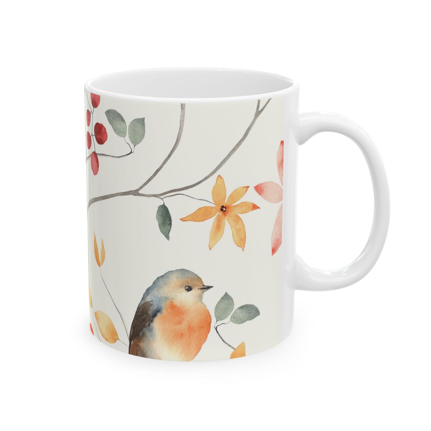 Mug with Birds on Branches Design