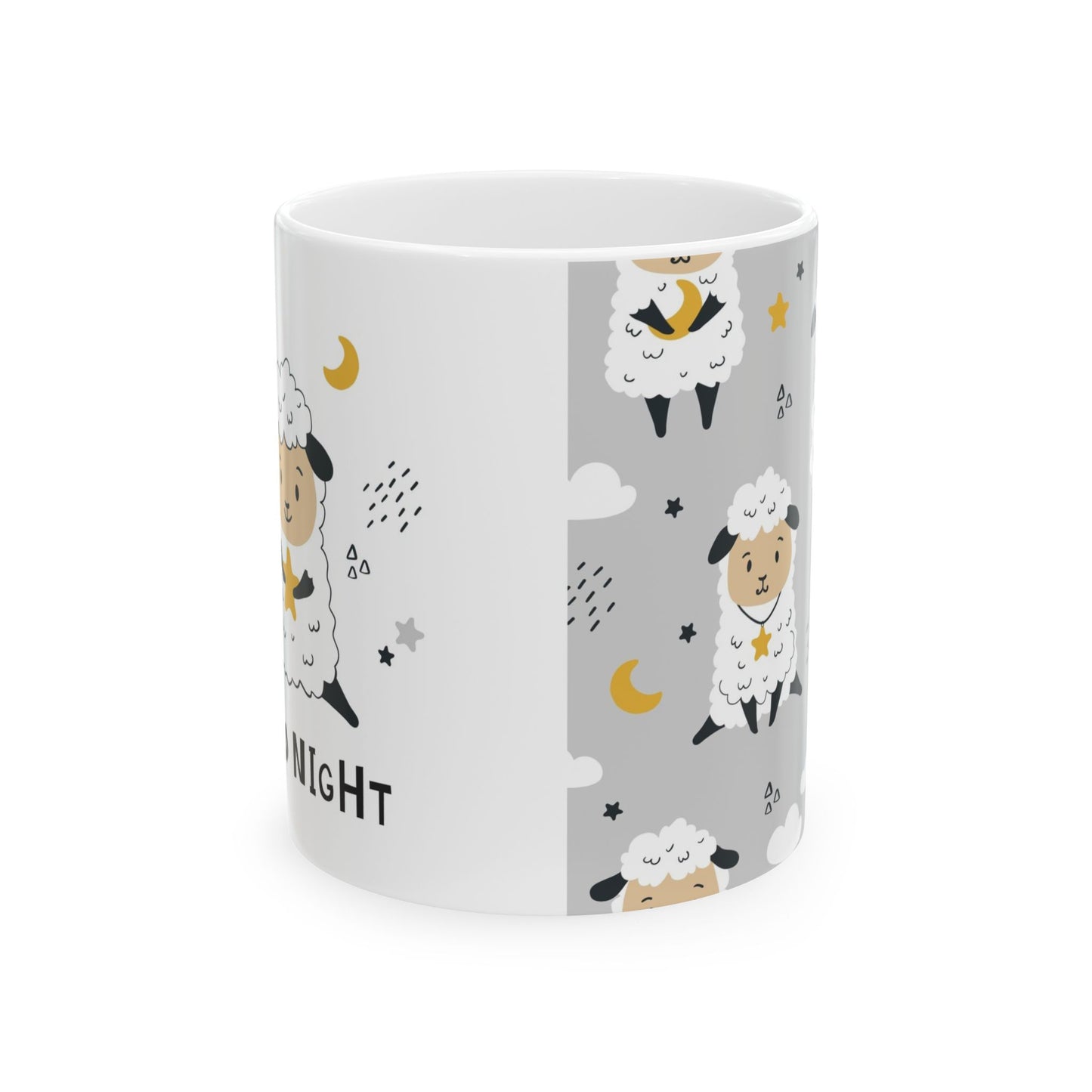 Ceramic Mug - Sheep Holding Stars Good Night Design