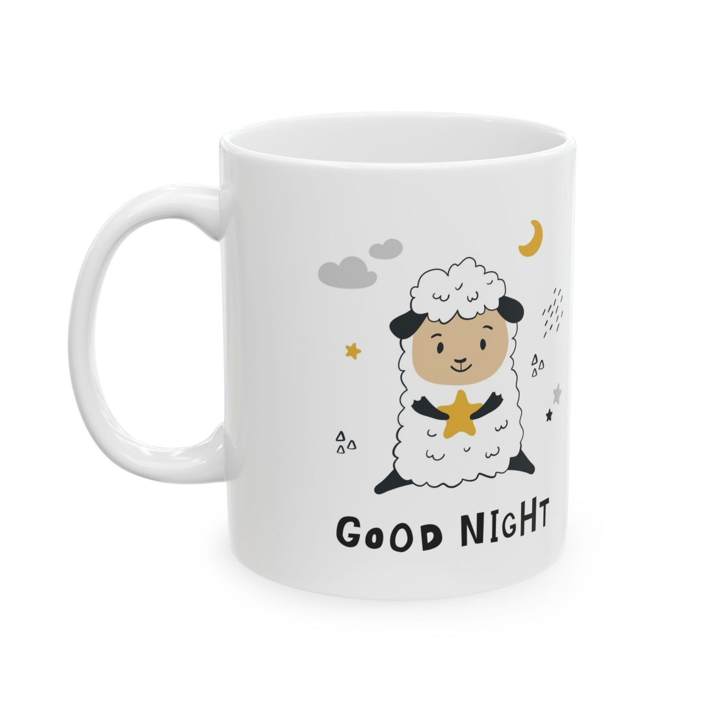 Ceramic Mug - Sheep Holding Stars Good Night Design